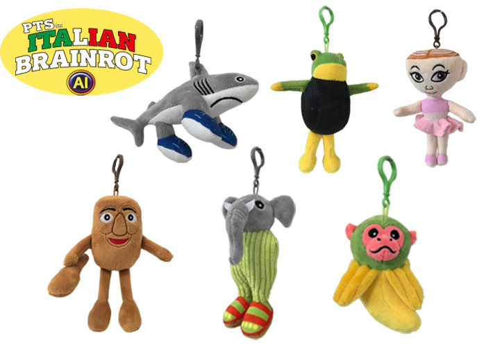 (Mis 0) ITALIAN BRAINROT AI Portachiavi Peluche 10cm  6 ass  c/Bagclip…x24…x120